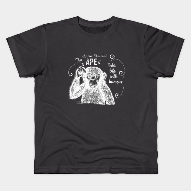 Spirit animal - monkey - white Kids T-Shirt by mnutz